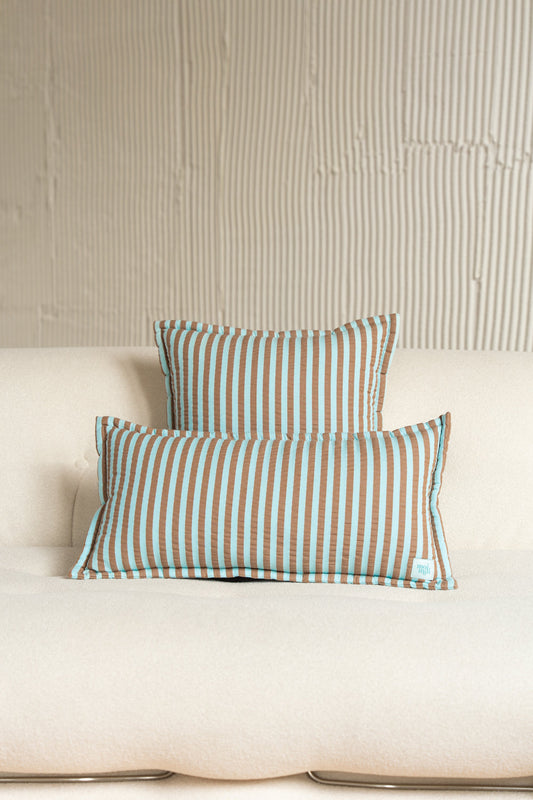 "Blue and Brown Stripes" Bolster Pillow