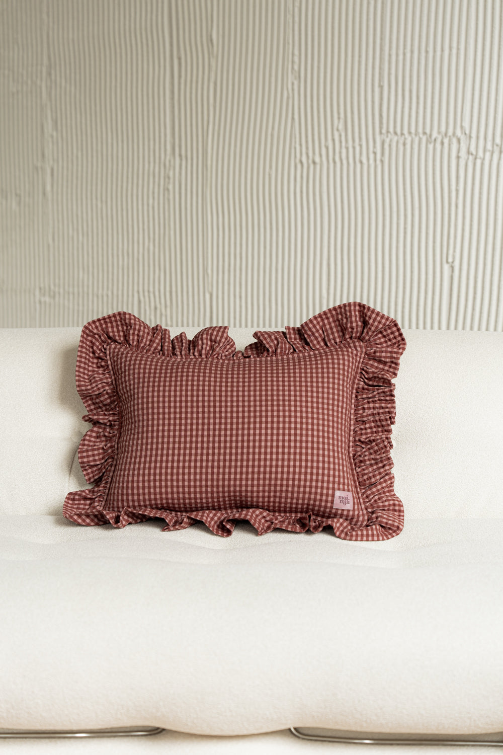 "Pink Check" Pillow with Frill