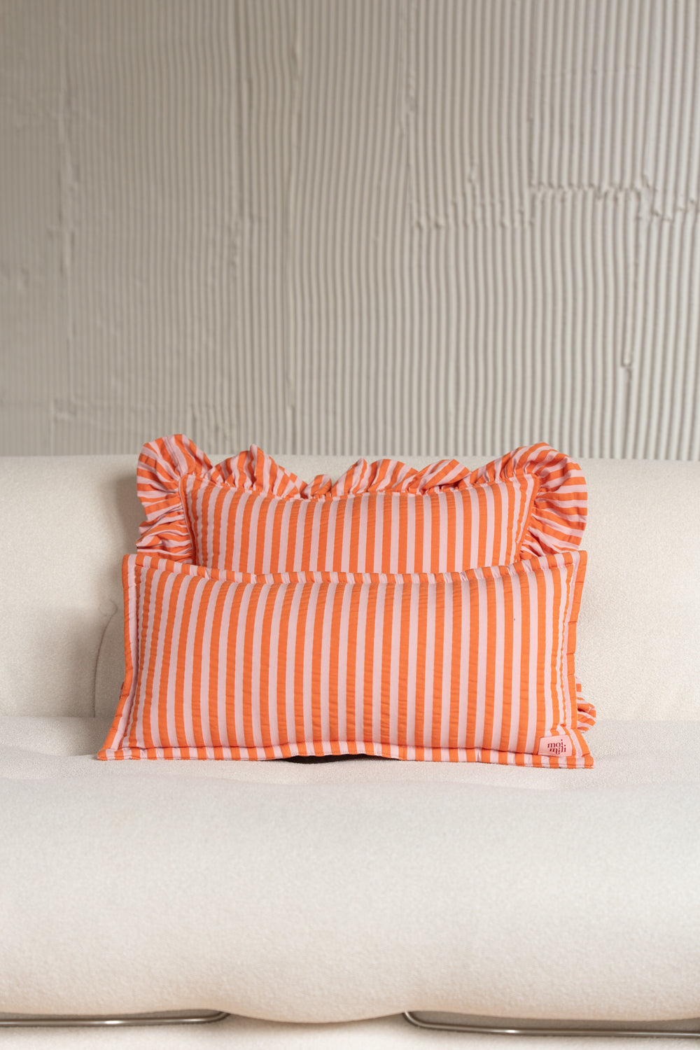 "Pink and Orange Stripes" Bolster Pillow