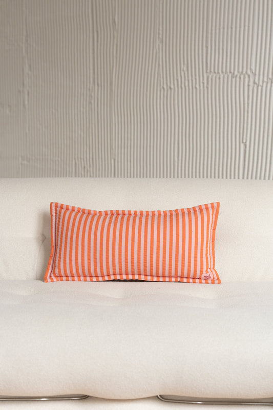 "Pink and Orange Stripes" Bolster Pillow
