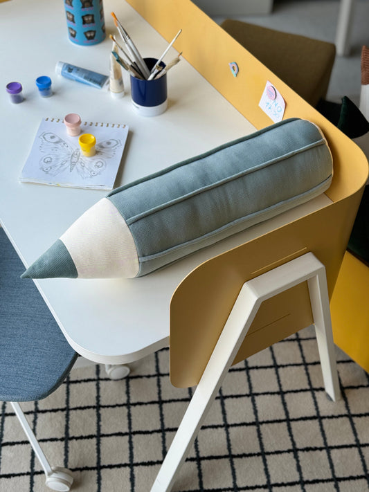 "Grey Blue" Velvet Crayon Pillow