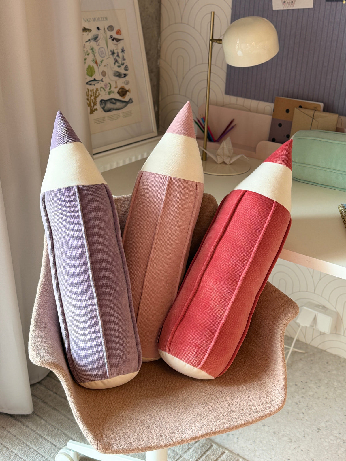 "Coral" Velvet Crayon Pillow