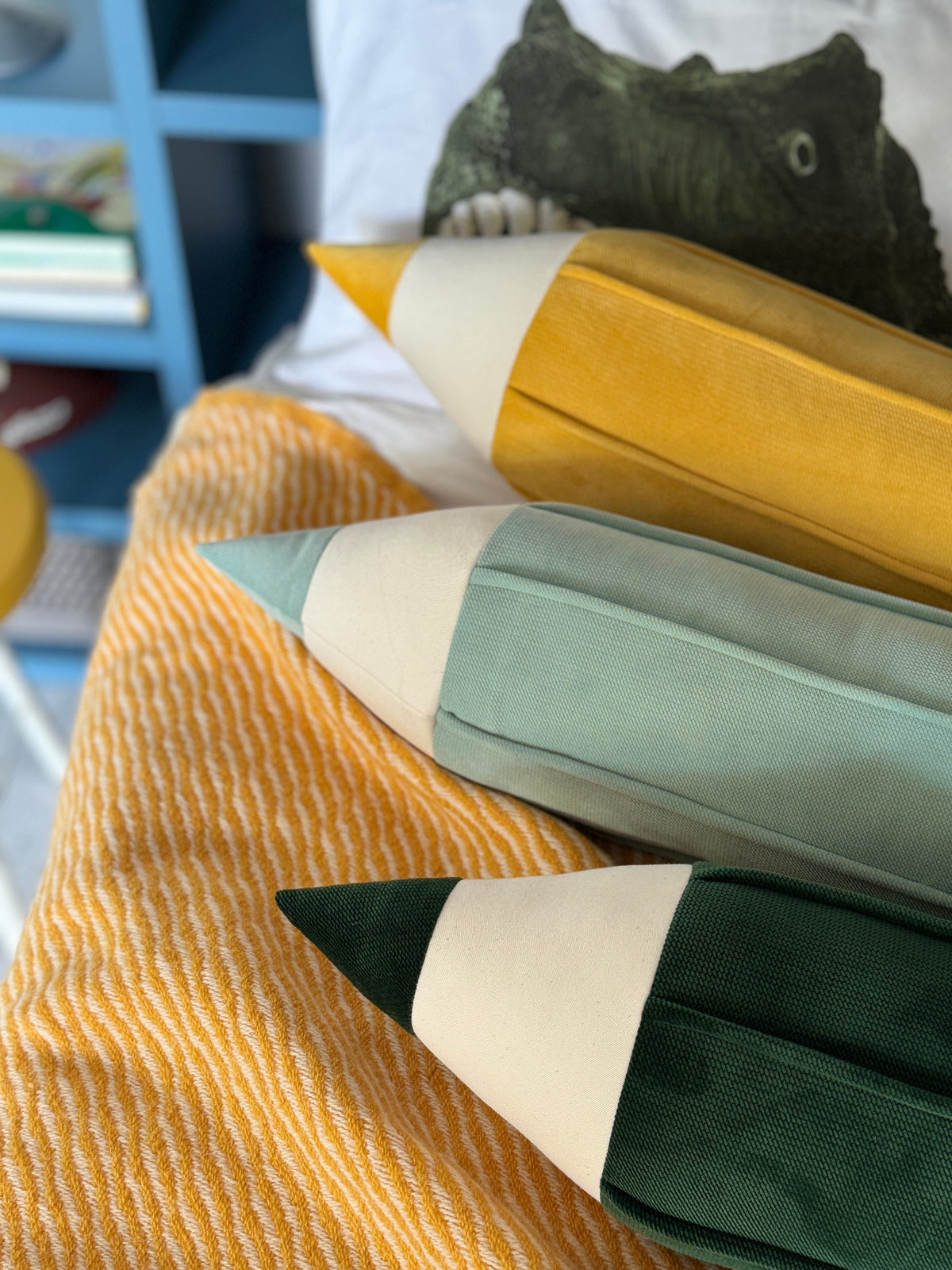"Green" Velvet Crayon Pillow