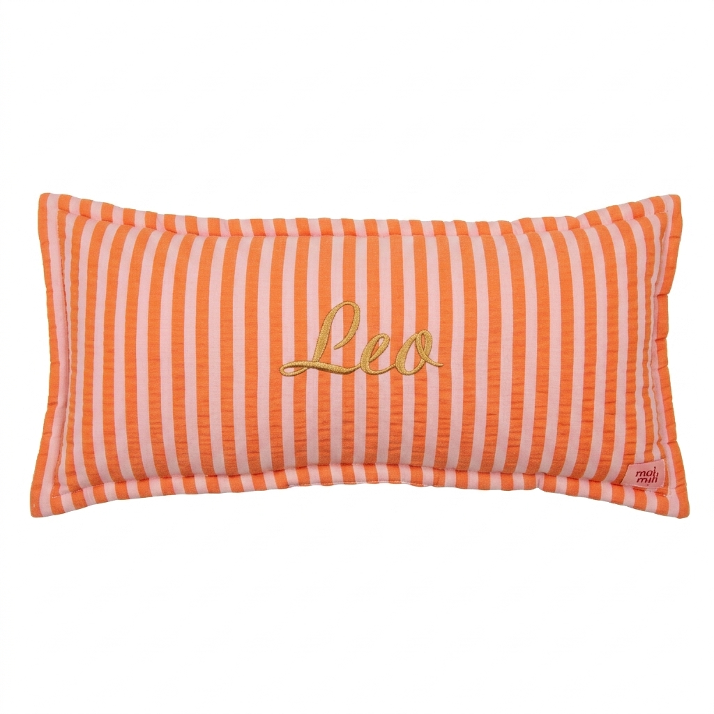 "Pink and Orange Stripes" Bolster Pillow