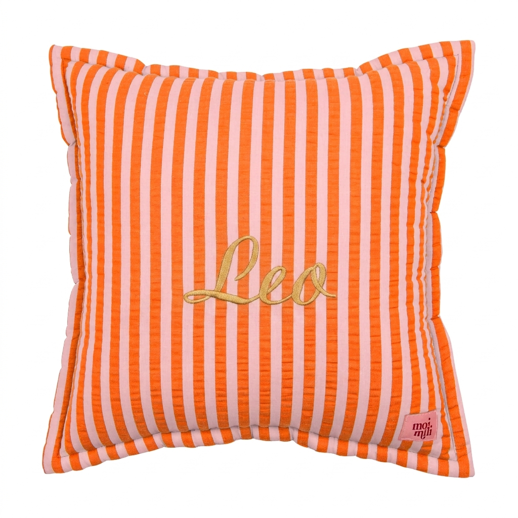 "Pink and Orange Stripes" Pillow