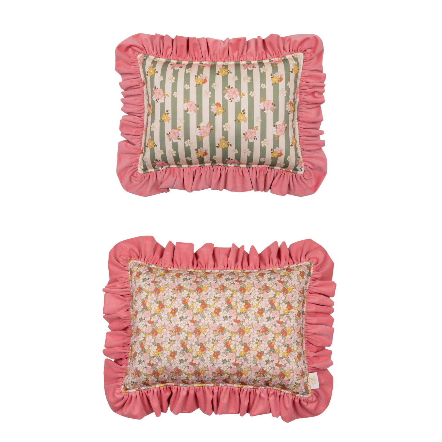 "Pink Garden" Pillow with Frill