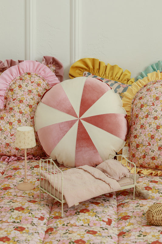 “Pink Circus” Round Patchwork Pillow
