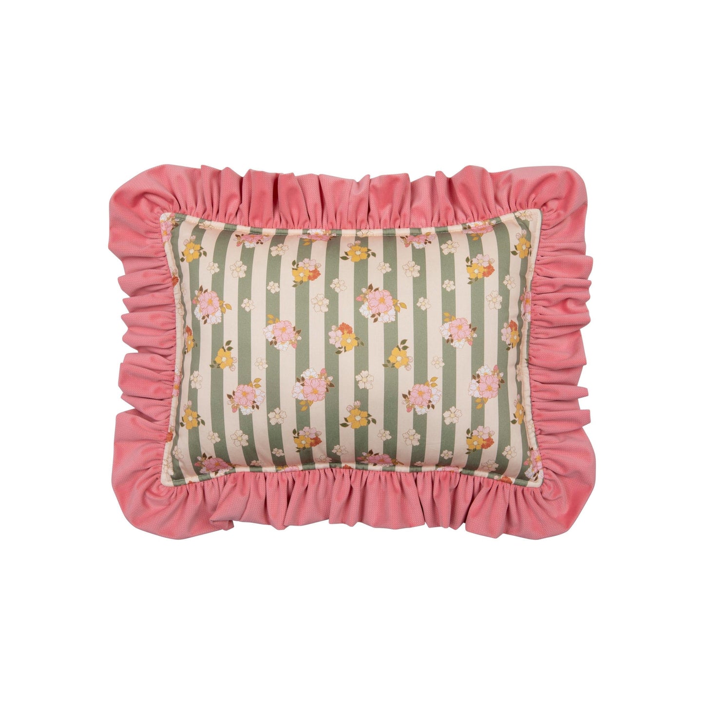 "Pink Garden" Pillow with Frill