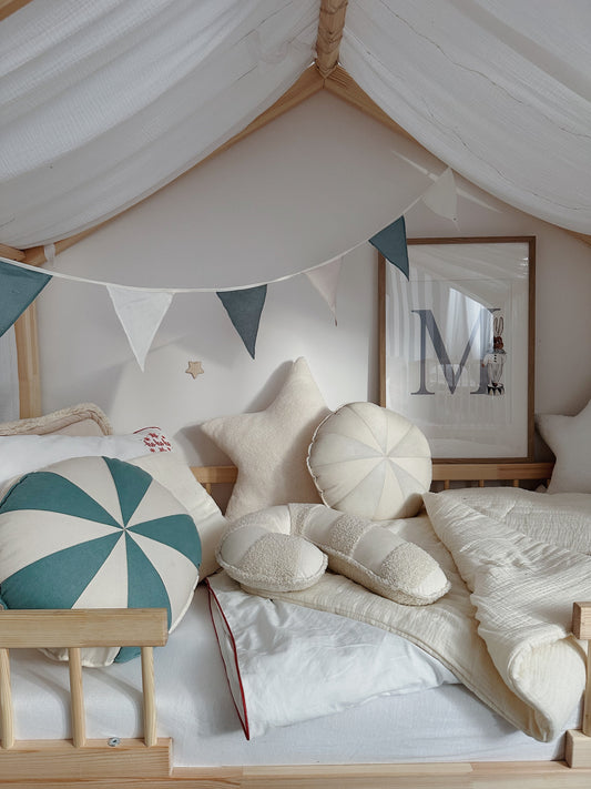 Boucle “White Teddy" Lollipop Patchwork Pillow