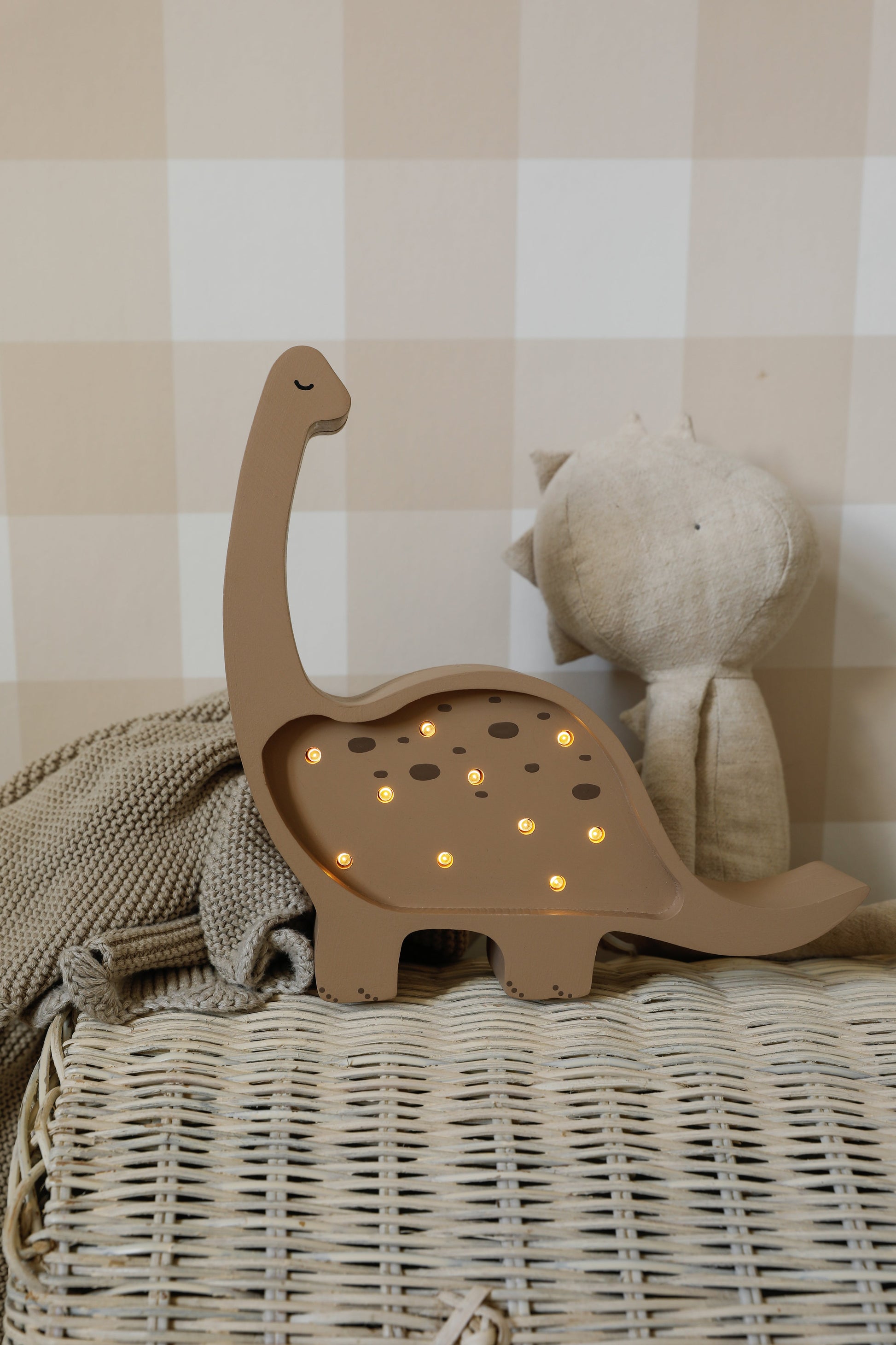 Coffee brown dinosaur lamp with dimmer and remote for nursery