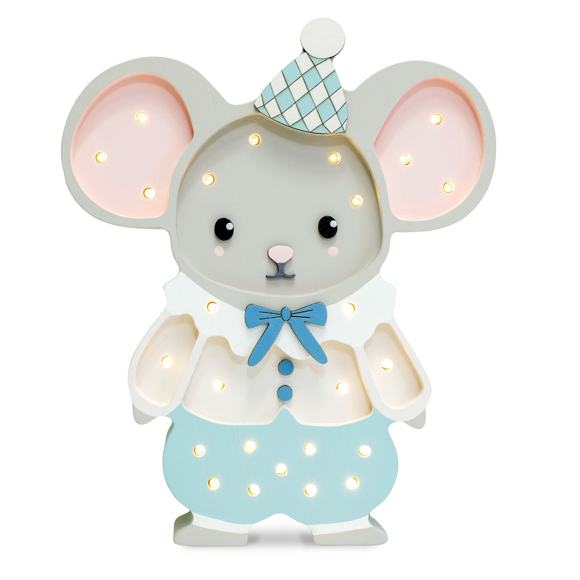 Felix the Mouse Lamp – wooden night light handmade for kids with soft LED glow.