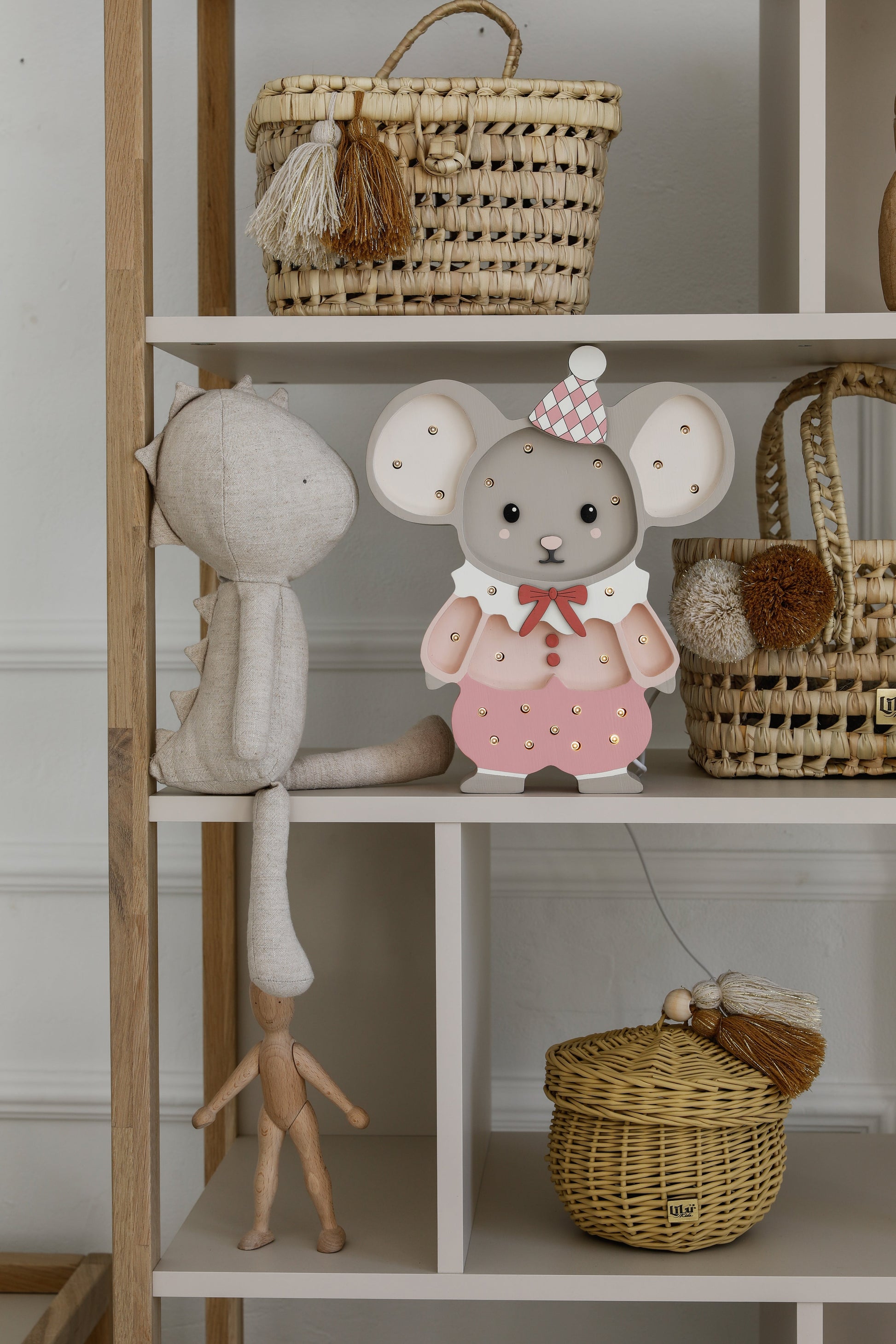 Dimmable Pink Felix The Mouse Lamp with warm LED glow