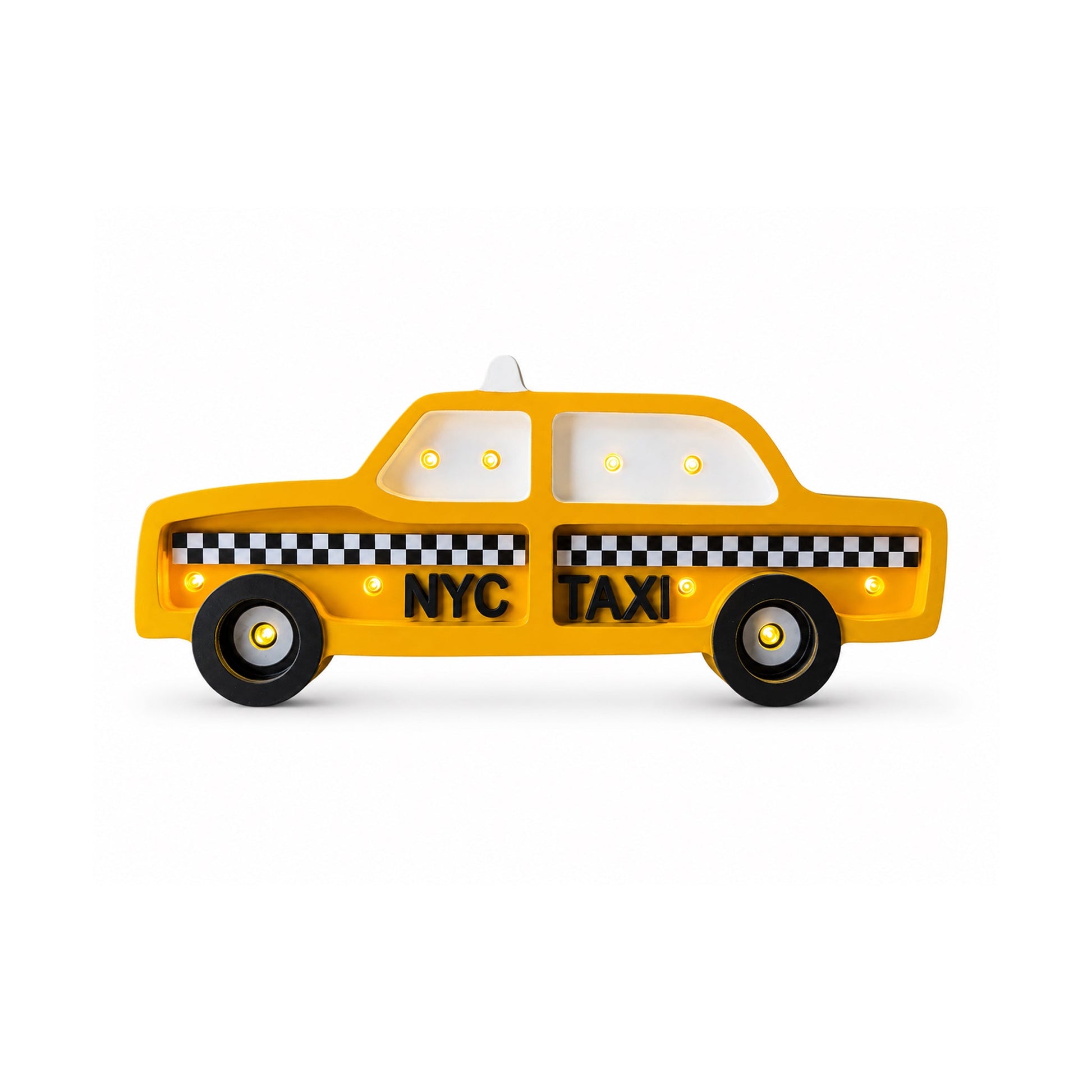 Little Lights Wooden Dimmable Mini NYC Taxi Cab Lamp for Kids