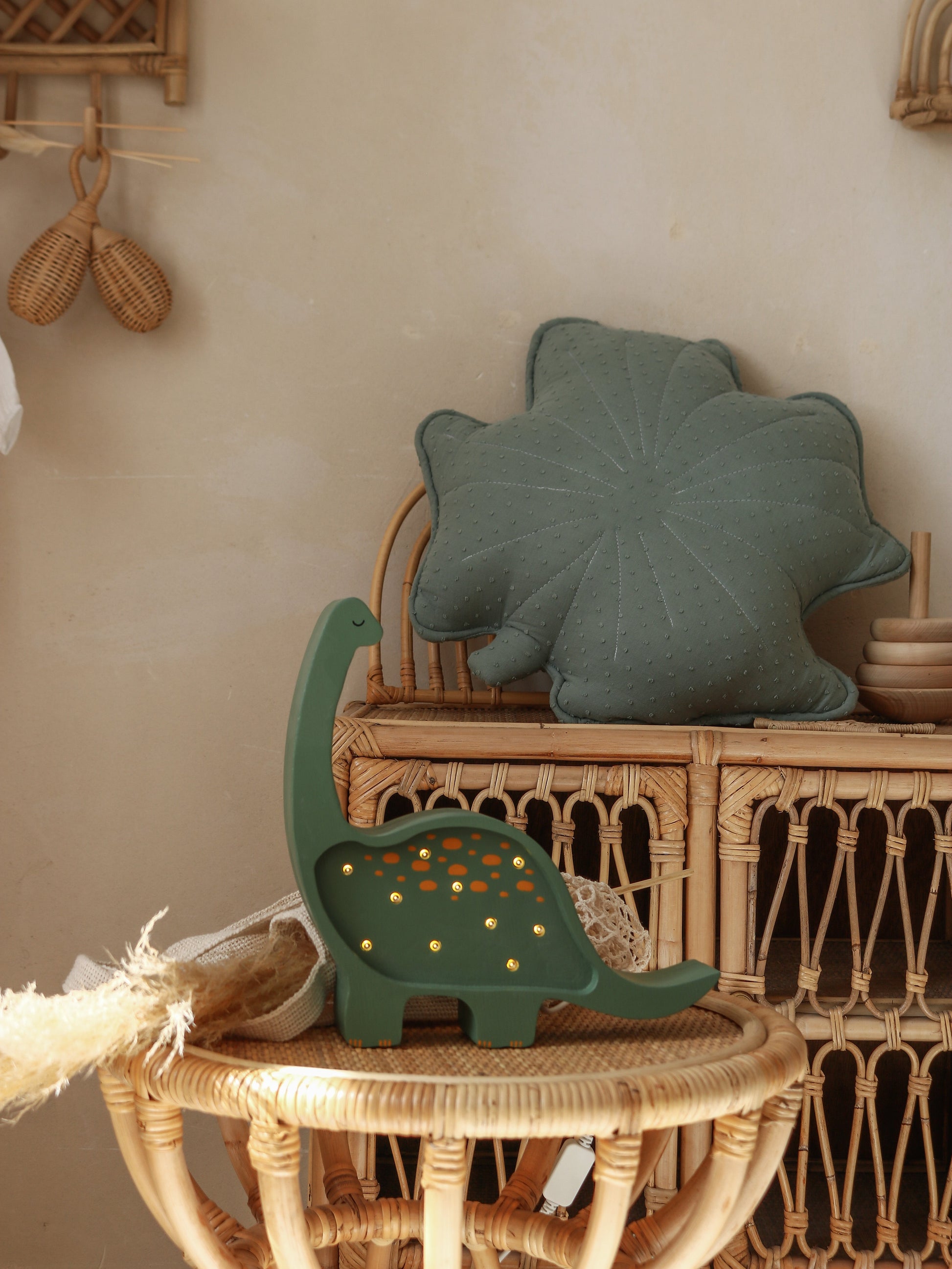 Handmade dino-shaped wooden lamp – perfect baby gift idea