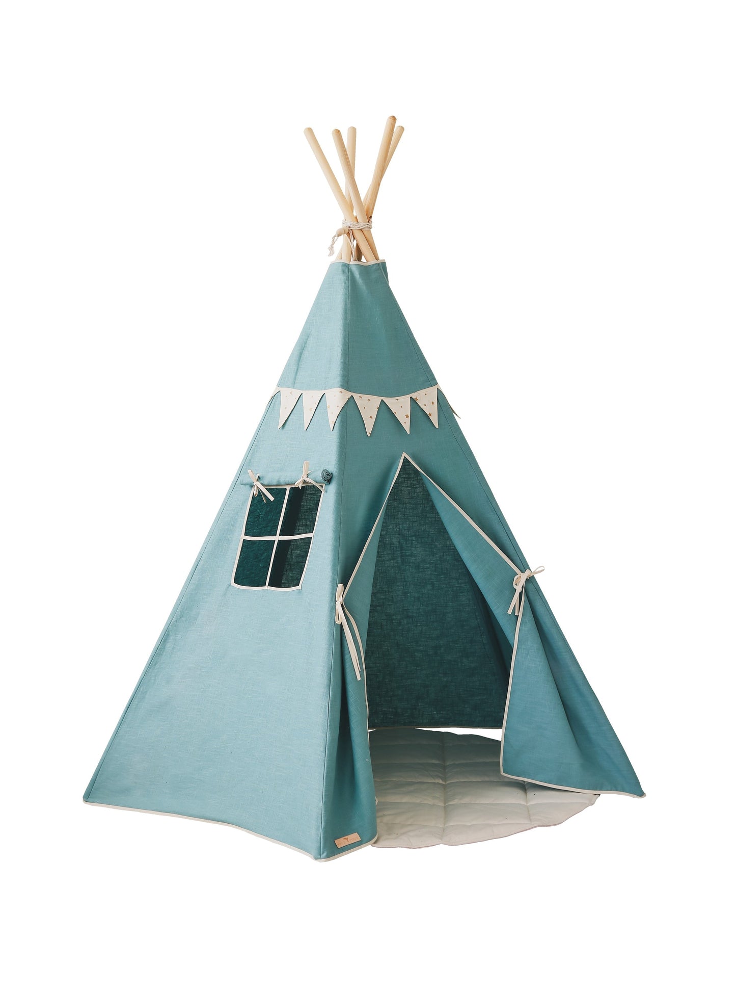 “Gold Stars” Teepee Tent with Garland and Mat Set