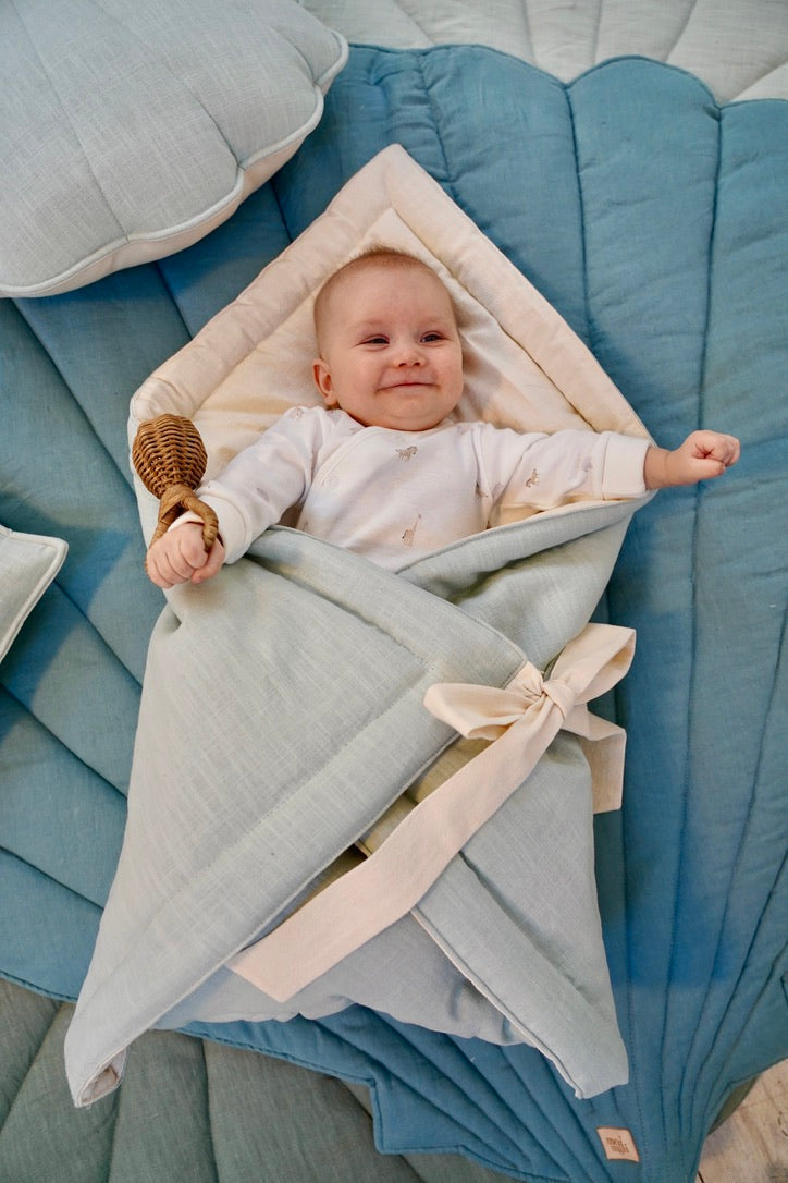 "Mint" Linen Flower Baby Horn