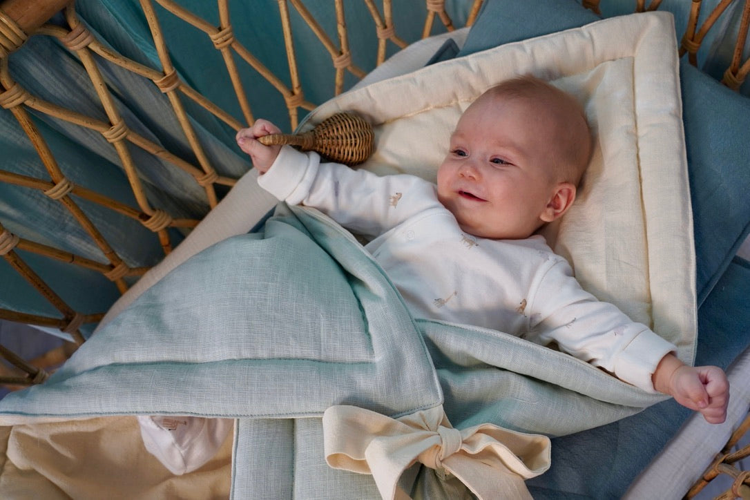 "Mint" Linen Flower Baby Horn