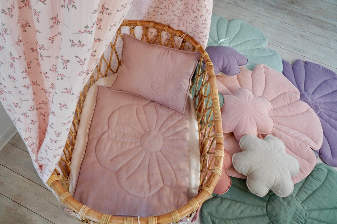 Linen "Powder Pink" Flower Child Cover Set