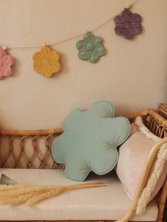 Velvet "Mint" Flower Pillow