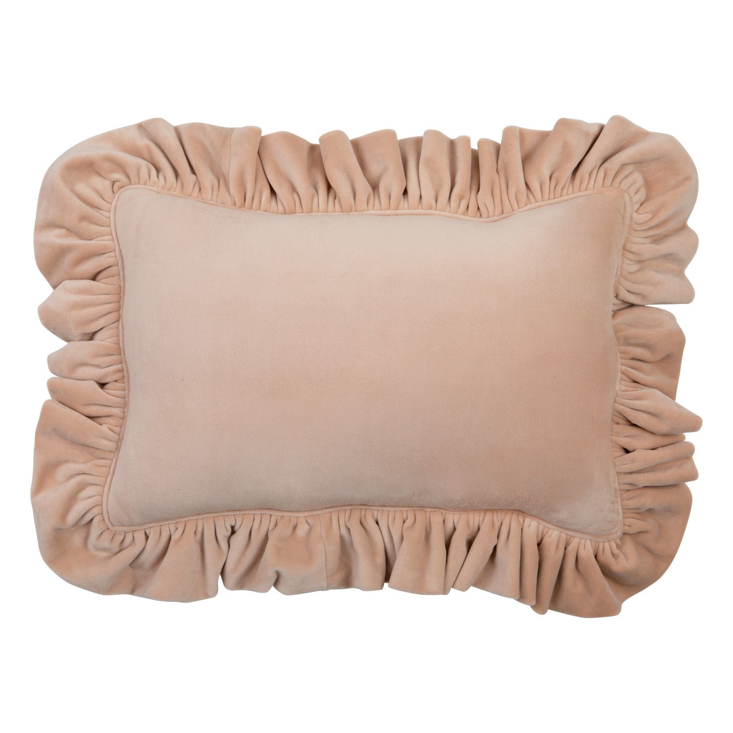 “Latte” Soft Velvet Pillow with Frill