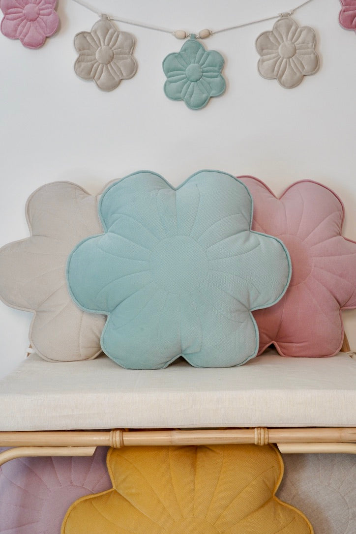 Velvet "Mint" Flower Pillow