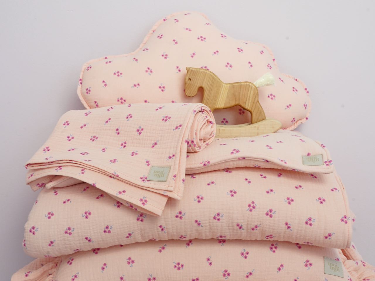 Muslin "Pink Forget-Me-Not" Cloud Pillow