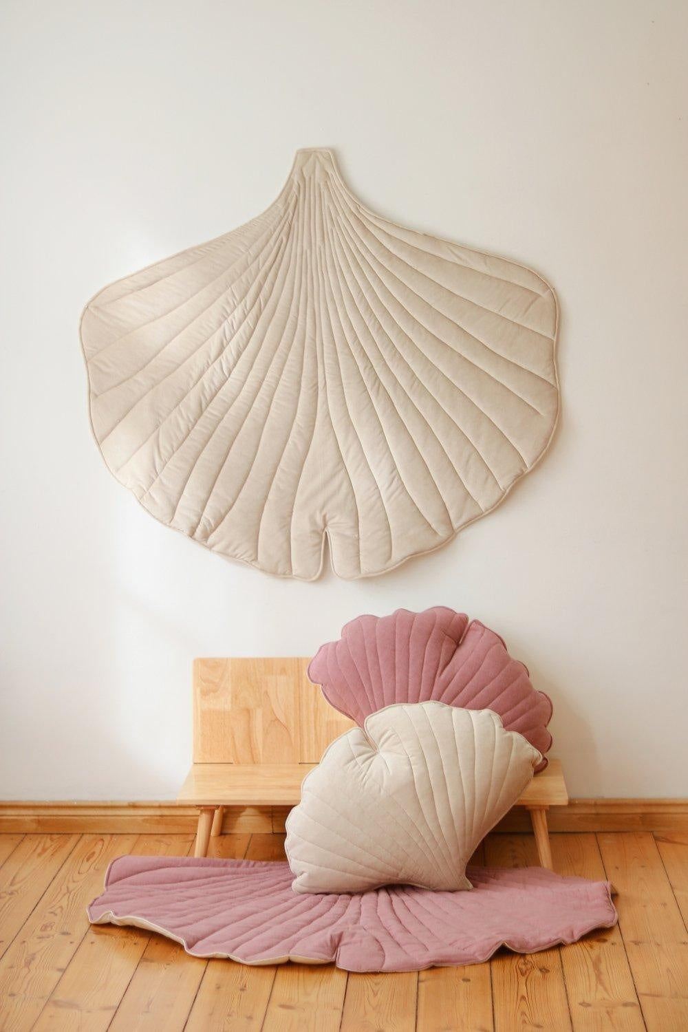 “Cream” Velvet Ginkgo Leaf Pillow