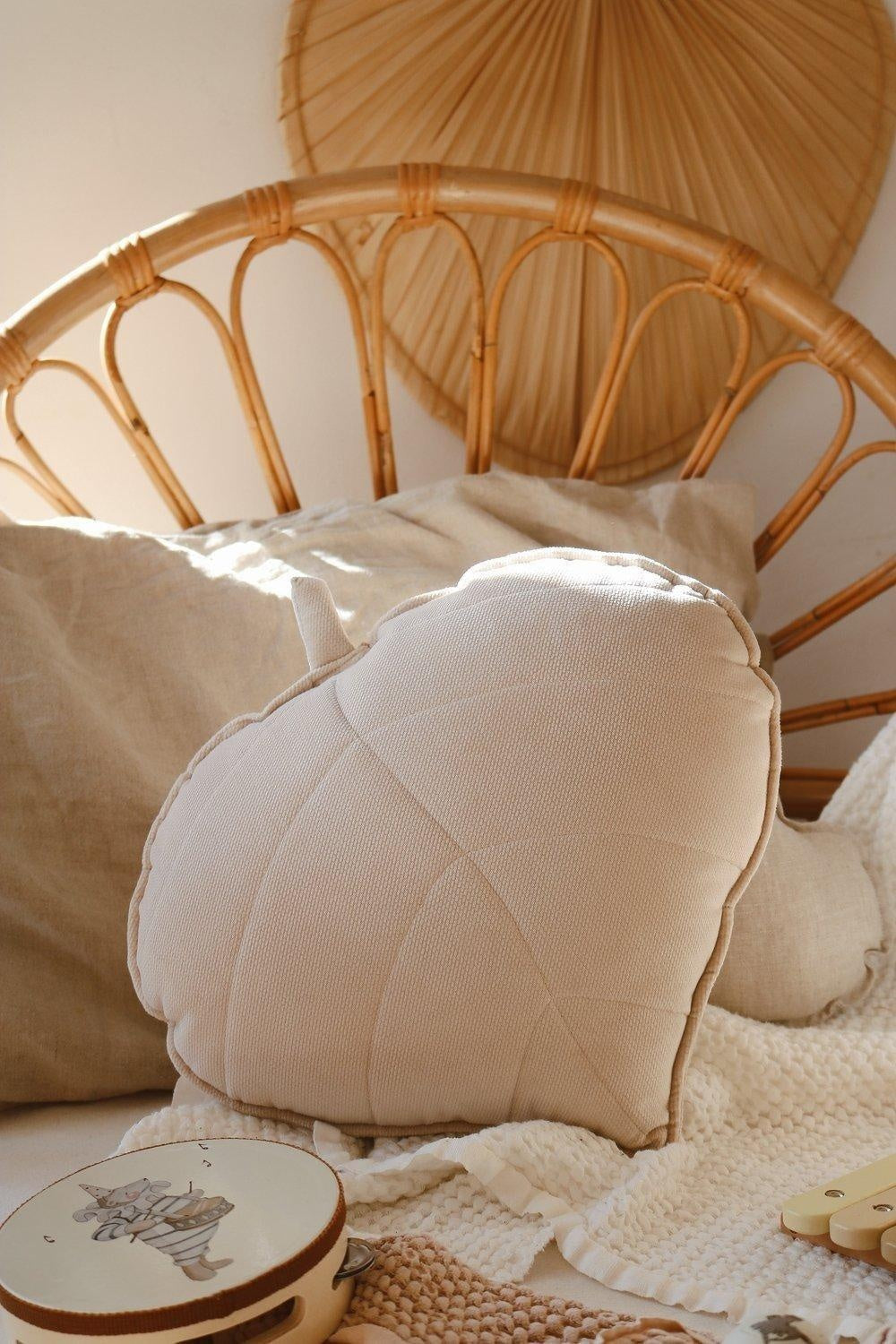 “Cream” Velvet Leaf Pillow