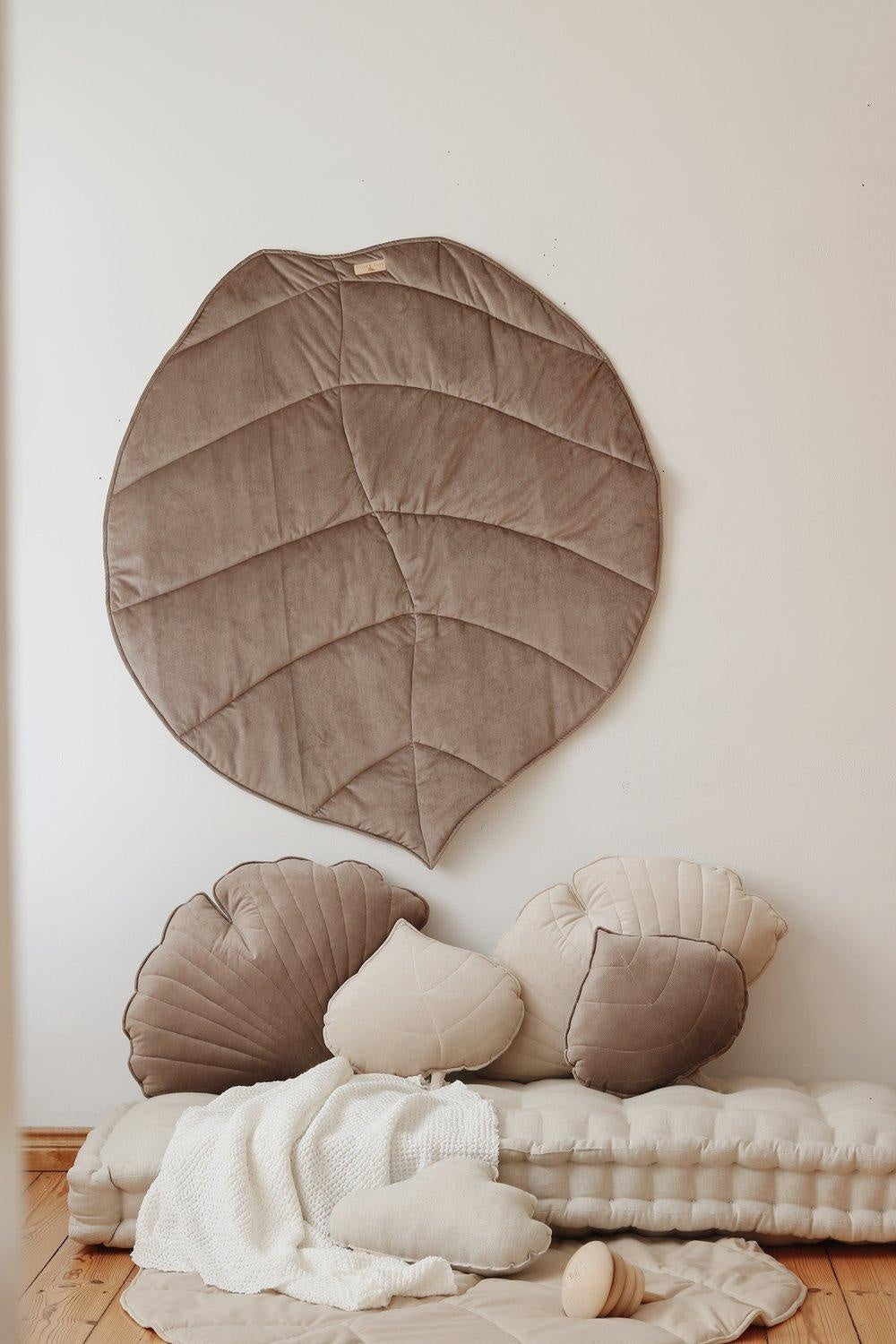 “Cream” Velvet Leaf Pillow