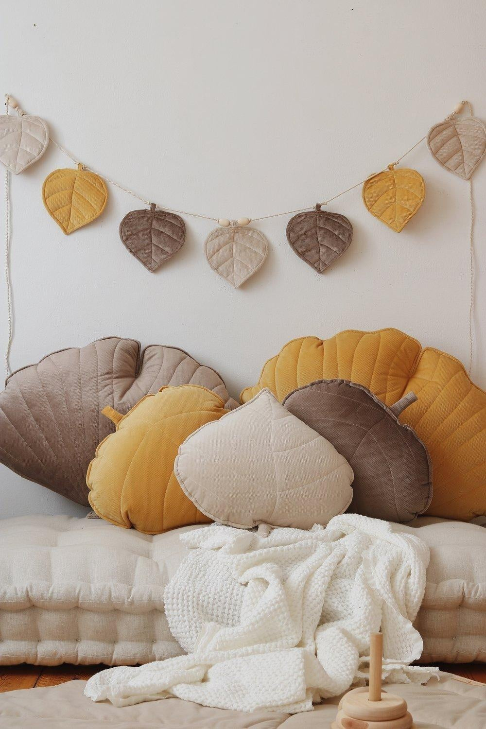 “Cream” Velvet Leaf Pillow