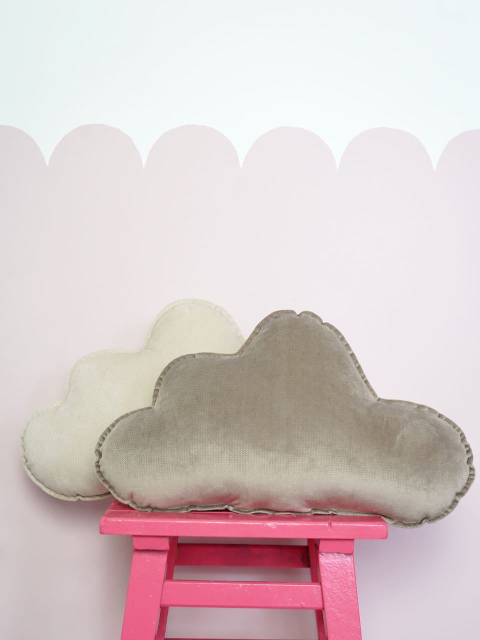 Velvet Cloud Pillow for baby room "Dark beige"