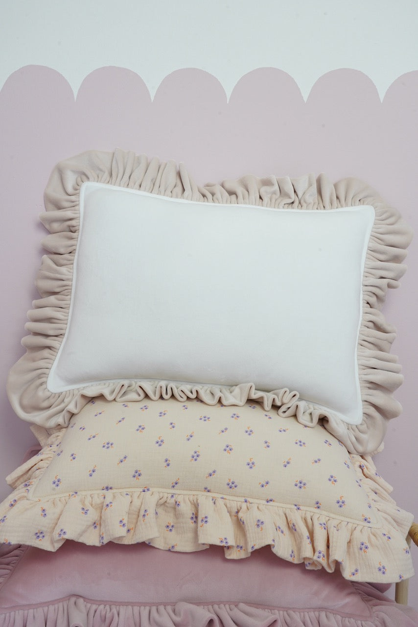 "Caffé latte" Soft Velvet Pillow with Frill