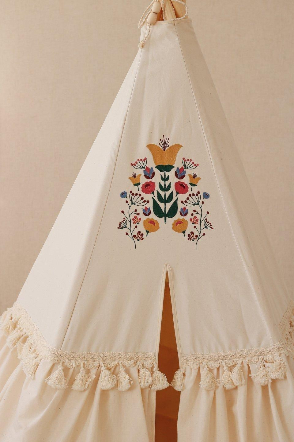 “Folk” Teepee with Frills and Seashell Mat Set - Moi Mili