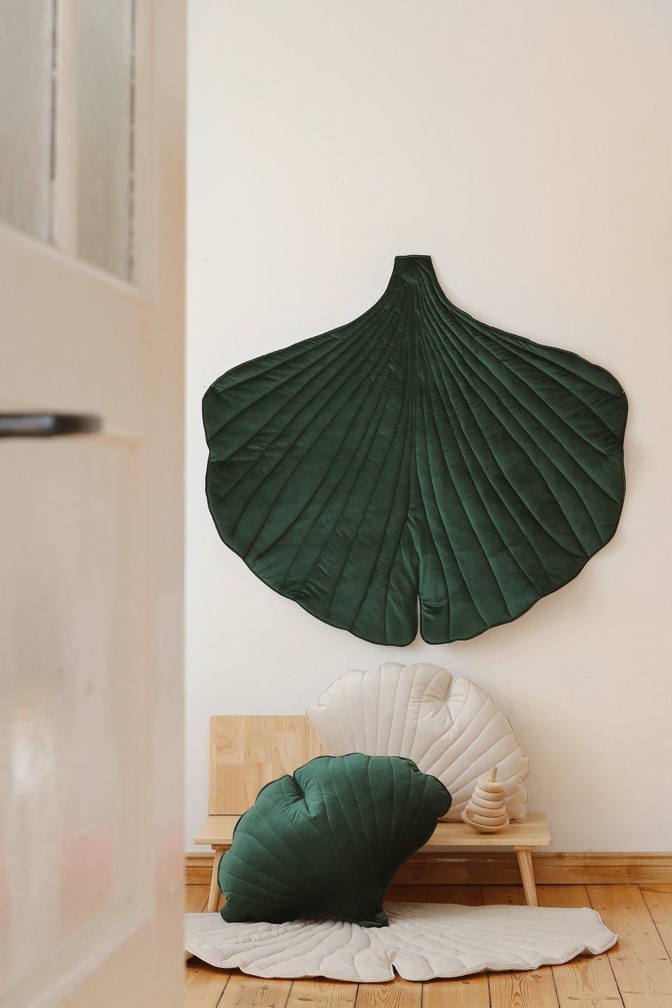 “Green” Velvet Ginkgo Leaf Pillow