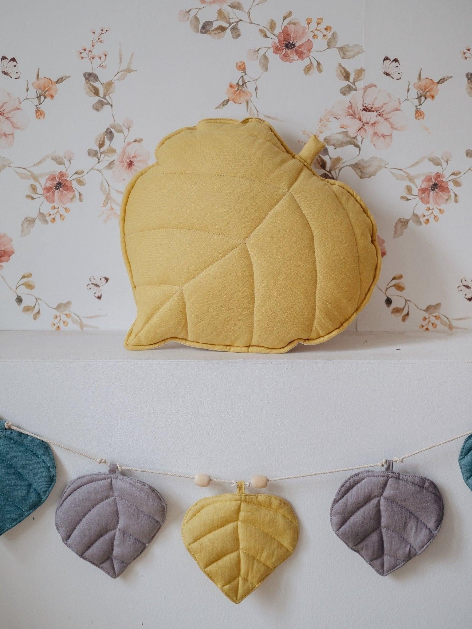 “Honey” Linen Leaf Pillow