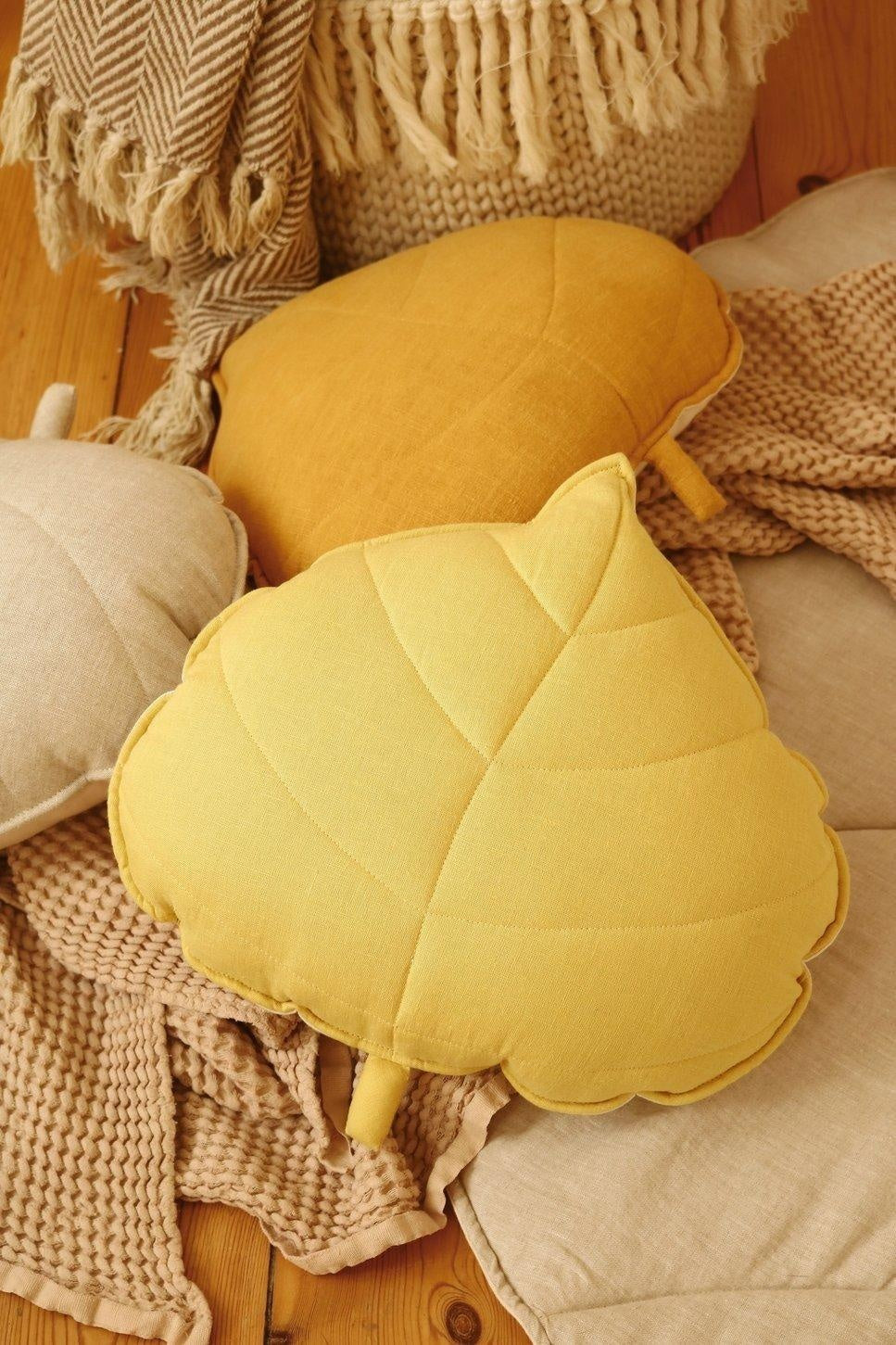 “Honey” Linen Leaf Pillow