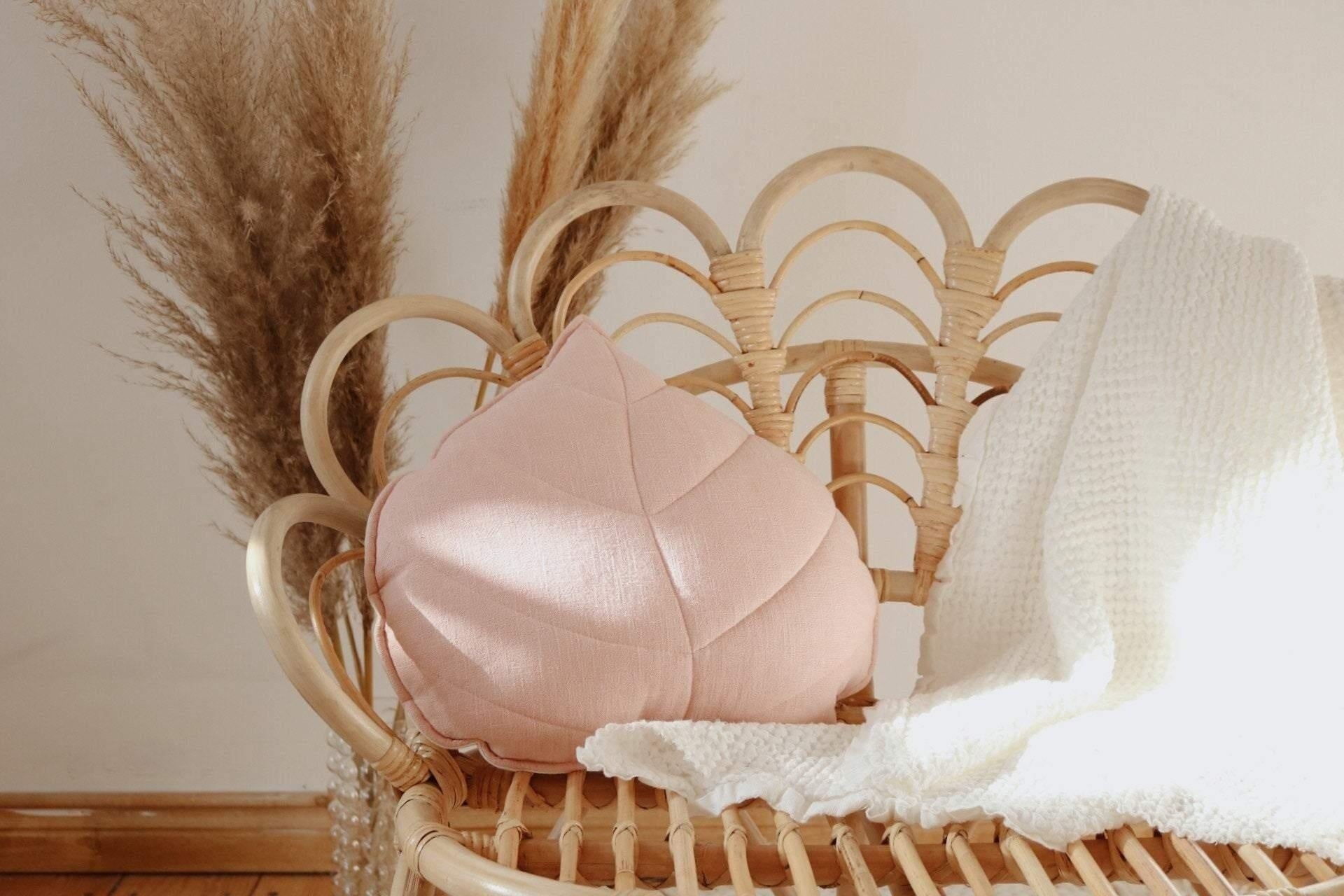 “Light Pink” Linen Leaf Pillow