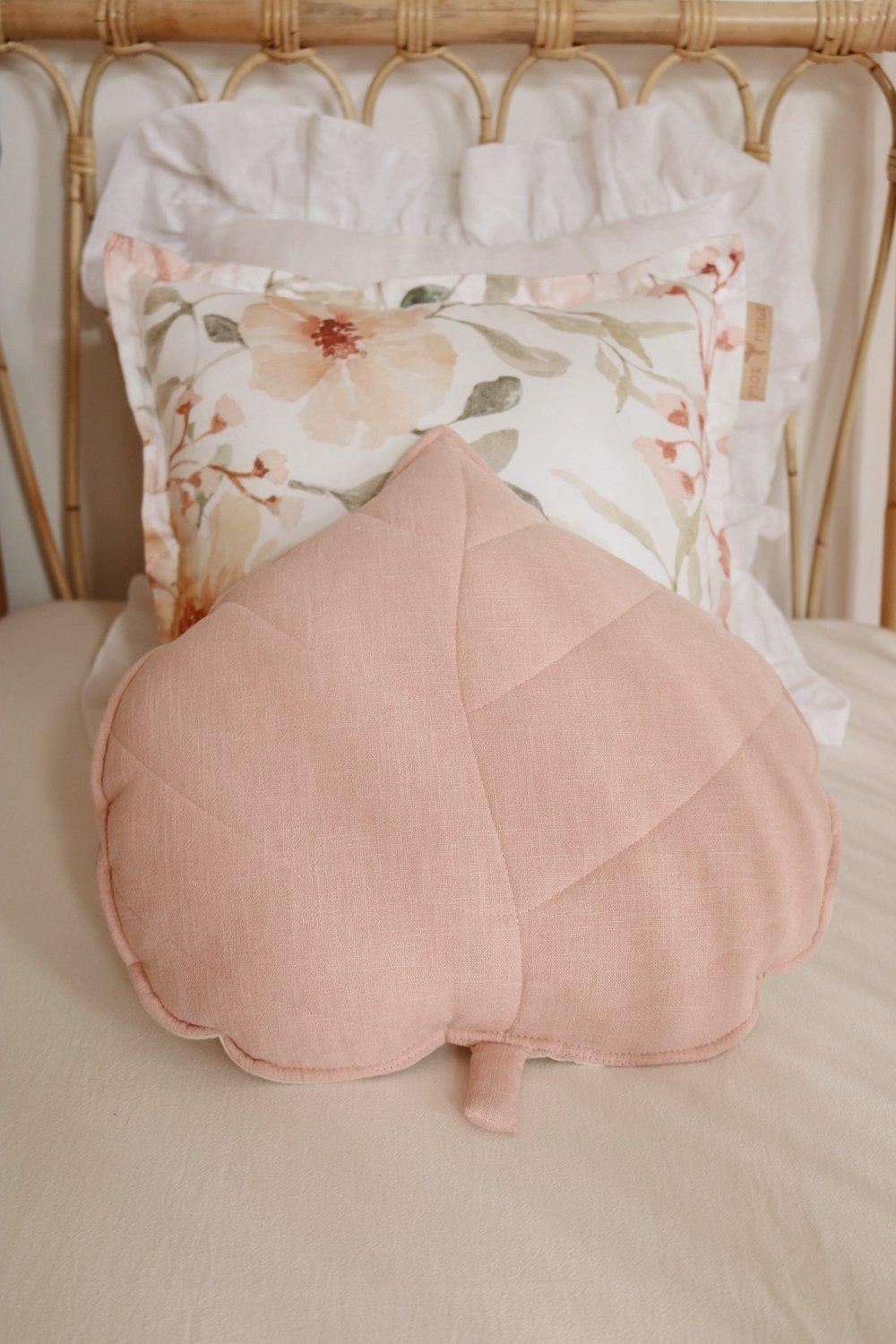 “Light Pink” Linen Leaf Pillow