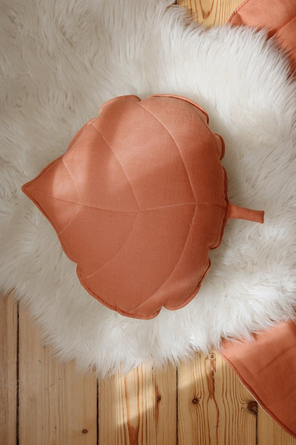 “Papaya” Linen Leaf Pillow