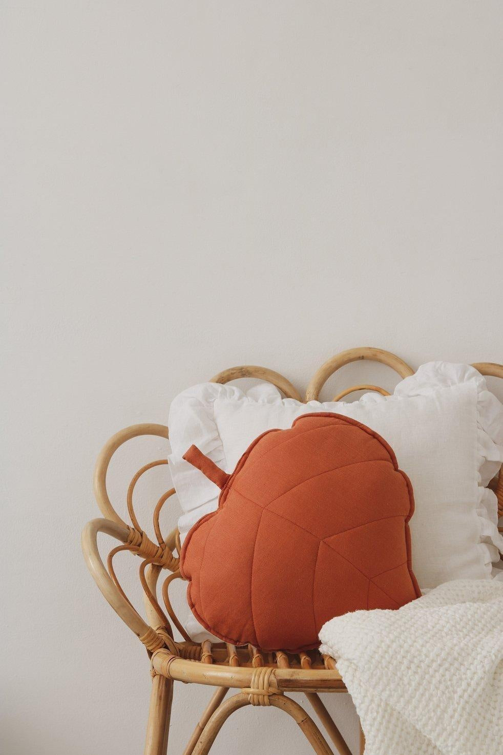 “Papaya” Linen Leaf Pillow