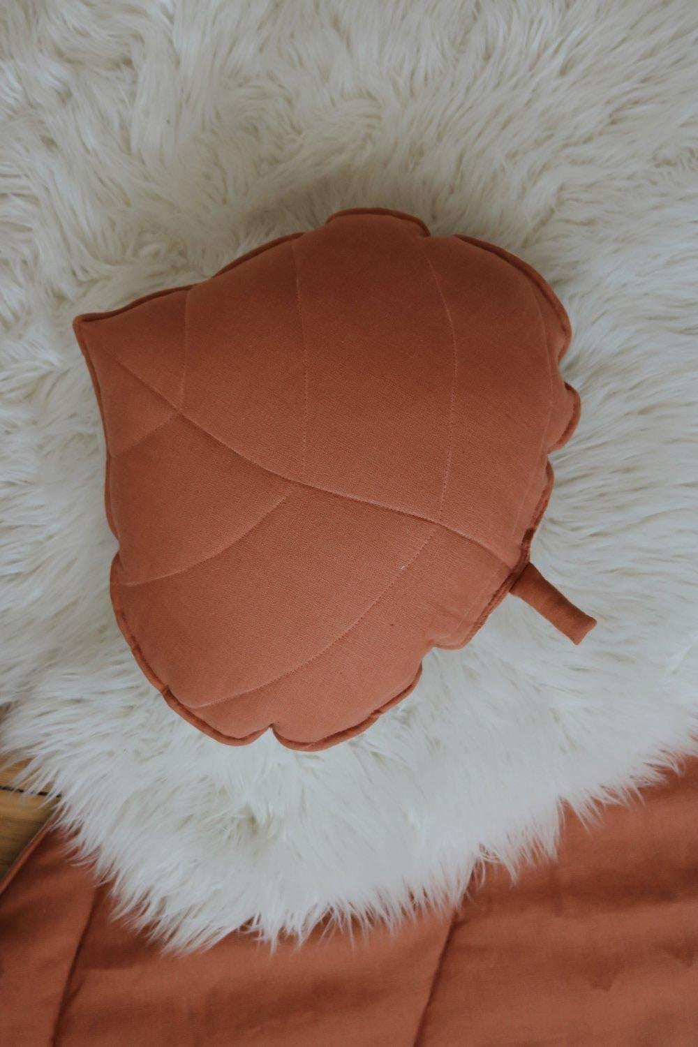 “Papaya” Linen Leaf Pillow