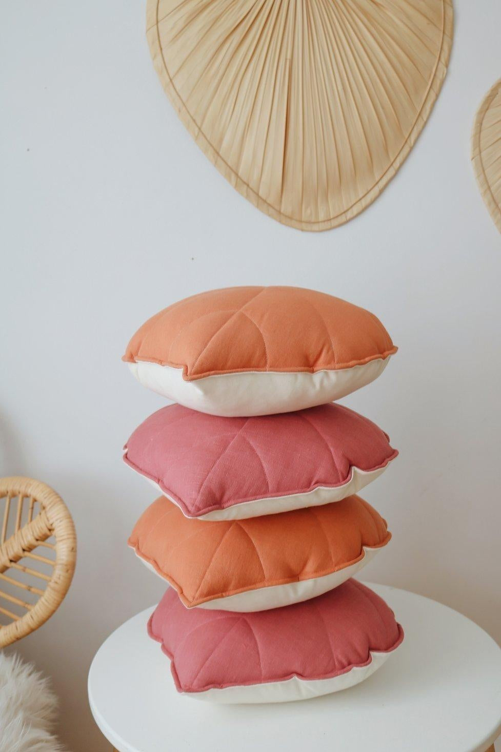 “Papaya” Linen Leaf Pillow