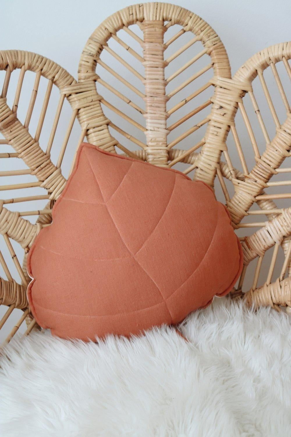 “Papaya” Linen Leaf Pillow