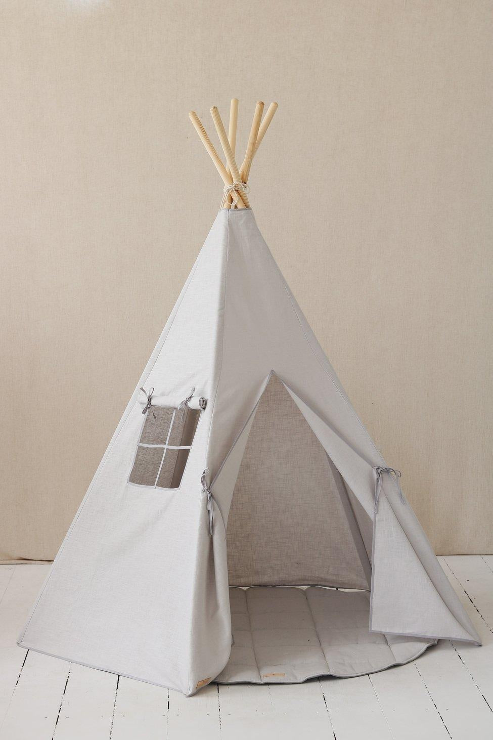 “Pigeon Grey” Linen Teepee Tent