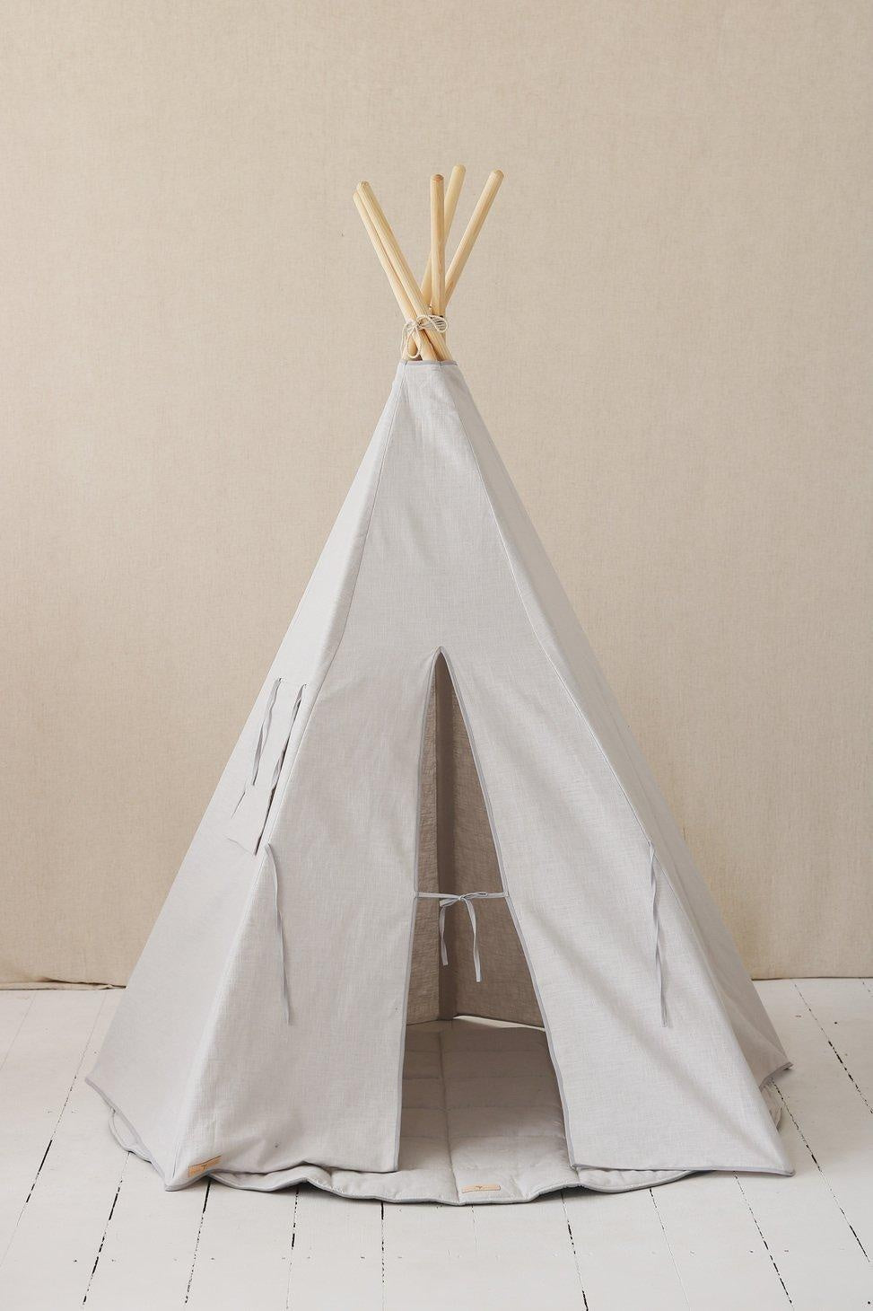 “Pigeon Grey” Linen Teepee Tent - Moi Mili