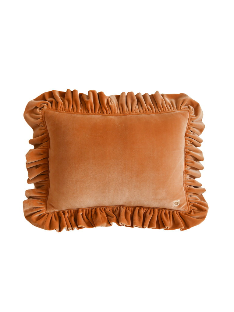 “Caramel” Soft Velvet Pillow with Frill