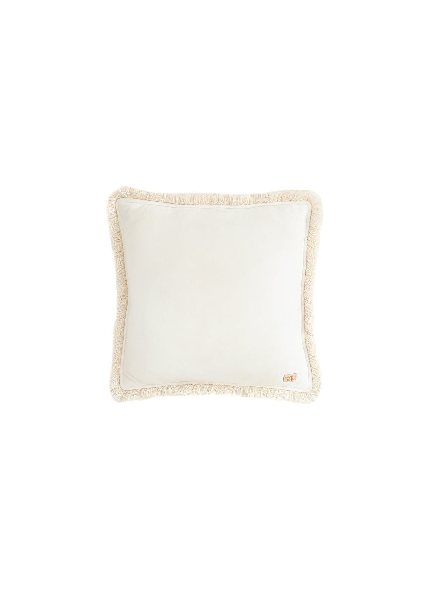 Soft Velvet "White" Pillow with Fringe